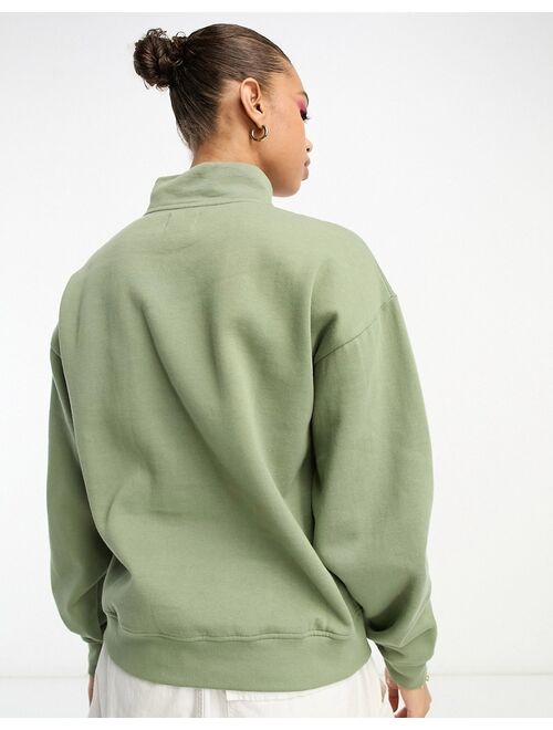 ASOS DESIGN half zip sweatshirt in khaki