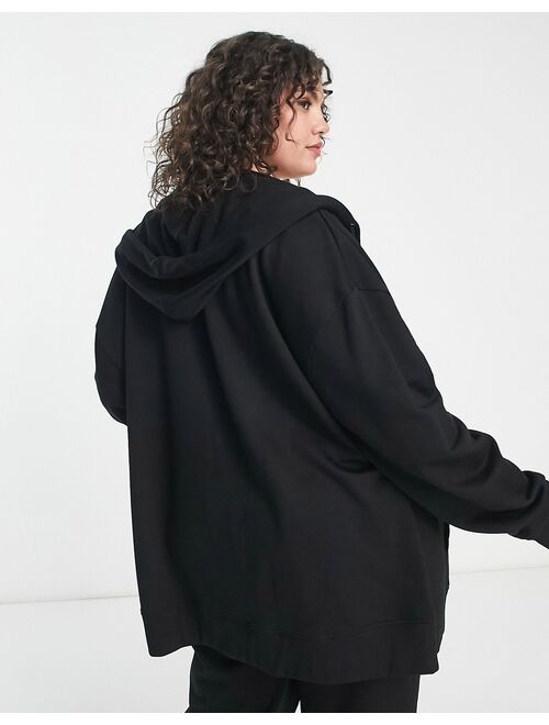 ASOS Curve ASOS DESIGN Curve oversized zip through hoodie in black