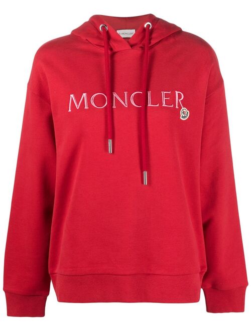 Moncler logo-embroidered drawstring hoodie