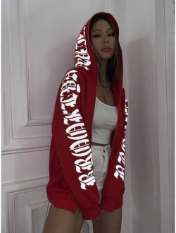 Coolane Reflective Letter Graphic Zip Up Hoodie