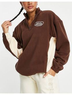 Active Swirly 1/4 zip sweatshirt in brown