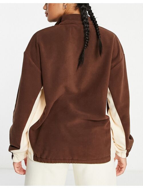 Daisy Street Active Swirly 1/4 zip sweatshirt in brown