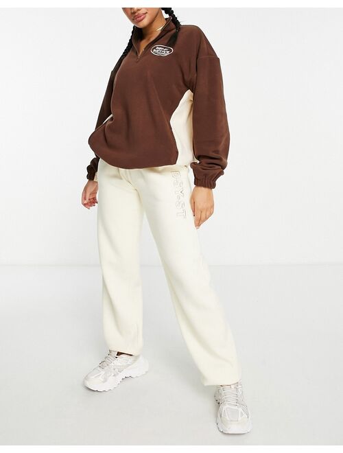 Daisy Street Active Swirly 1/4 zip sweatshirt in brown