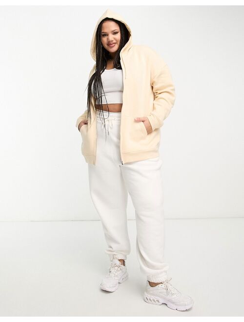 Daisy Street Plus relaxed oversized zip front hoodie in sand