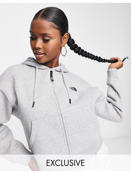 The North Face Essential full zip hoodie in gray Exclusive at ASOS