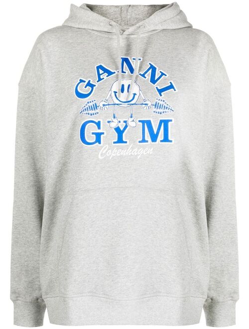 GANNI Gym-print organic cotton hoodie