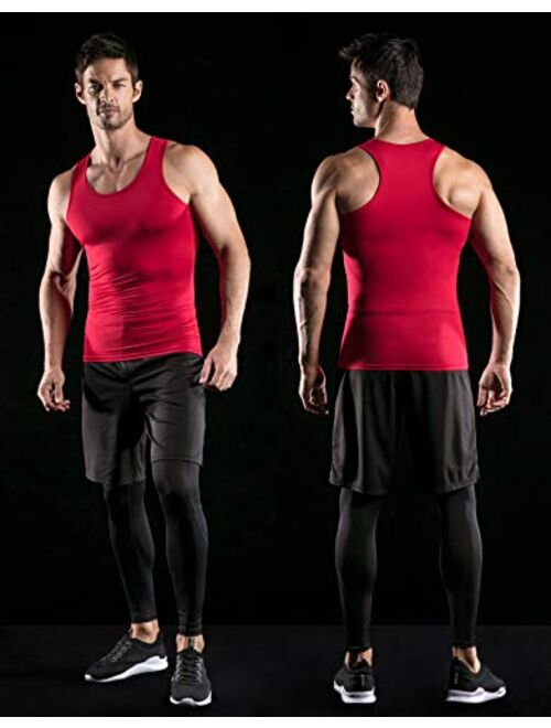 ATHLIO 3 Pack Men's Cool Dry Compression Sleeveless Tank Top, Sports Running Basketball Workout Base Layer