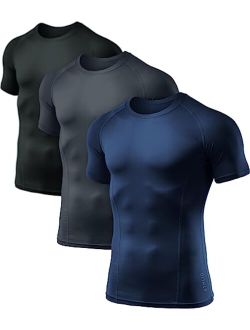 1 or 3 Pack Men's Cool Dry Short Sleeve Compression Shirts, Sports Baselayer T-Shirts Tops, Athletic Workout Shirt