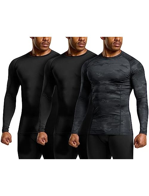 ATHLIO 1 or 3 Pack Men's UPF 50+ Long Sleeve Compression Shirts, Water Sports Rash Guard Base Layer, Athletic Workout Shirt