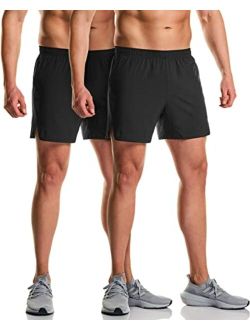 2 Pack Men's Active Running Shorts, Exercise Workout Shorts, Quick Dry Mesh Sports Athletic Shorts with Pockets