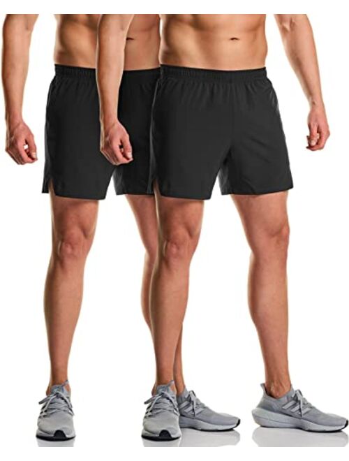 ATHLIO 2 Pack Men's Active Running Shorts, Exercise Workout Shorts, Quick Dry Mesh Sports Athletic Shorts with Pockets