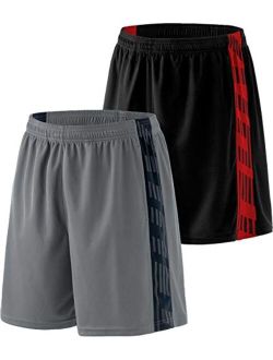 1, 2 or 3 Pack Men's Active Basketball Shorts, Gym Workout Running Shorts, Quick Dry Mesh Athletic Shorts with Pockets