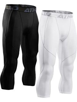 2 or 3 Pack Men's Compression Pants Running Tights Workout Leggings, Cool Dry Technical Sports Baselayer