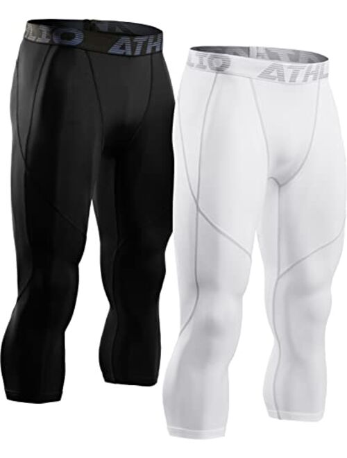 ATHLIO 2 or 3 Pack Men's Compression Pants Running Tights Workout Leggings, Cool Dry Technical Sports Baselayer