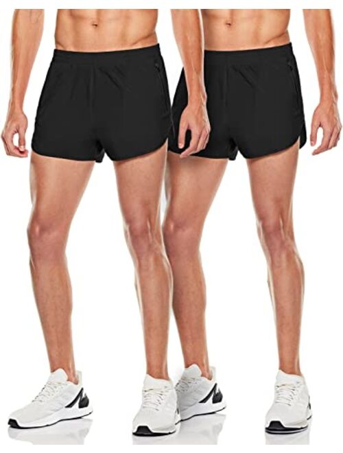 ATHLIO 1 or 2 Pack Men's Running Shorts, 3 Inch Quick Dry Mesh Athletic Shorts, Gym Training Workout Shorts with Pockets
