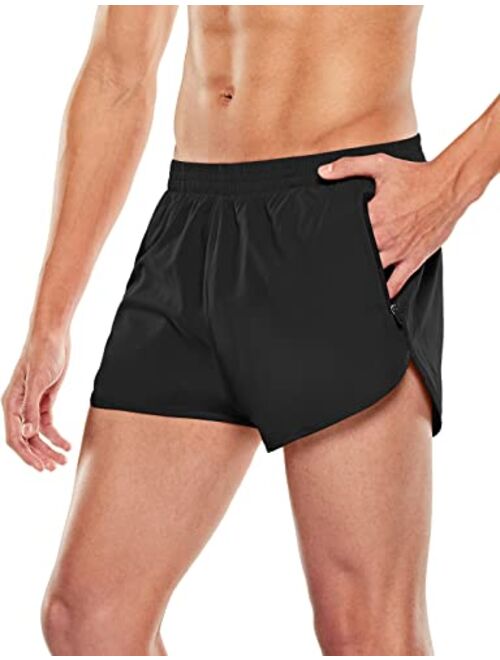 ATHLIO 1 or 2 Pack Men's Running Shorts, 3 Inch Quick Dry Mesh Athletic Shorts, Gym Training Workout Shorts with Pockets