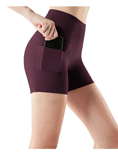 ATHLIO 1, 2 or 3 Pack Women's High Waist Tummy Control Yoga Shorts, Workout Exercise Shorts, Running Shorts w Pocket