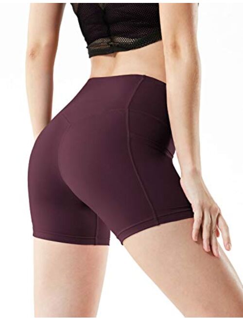 ATHLIO 1, 2 or 3 Pack Women's High Waist Tummy Control Yoga Shorts, Workout Exercise Shorts, Running Shorts w Pocket