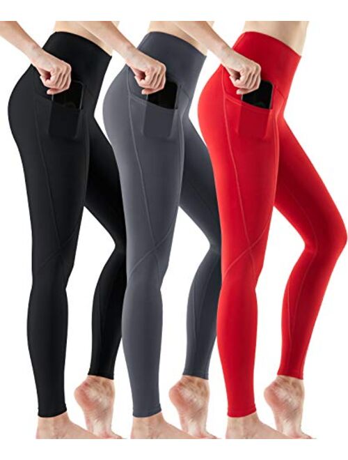 ATHLIO 2 or 3 Pack High Waist Yoga Pants with Pockets, Tummy Control Workout Leggings, Non See-Through Running Tights