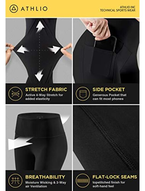 ATHLIO 2 or 3 Pack High Waist Yoga Pants with Pockets, Tummy Control Workout Leggings, Non See-Through Running Tights