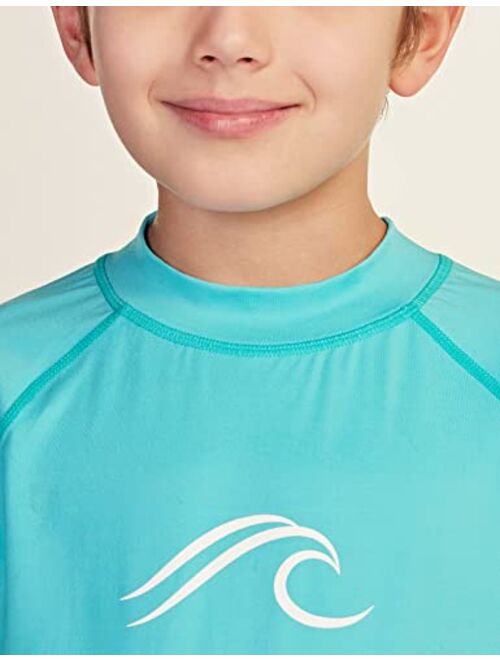 ATHLIO Boys' Long Sleeve Rash Guard Swimsuit, UV/SPF Water Beach Surf Swim Shirts, UPF 50+ Sun Protection Swimwear Top