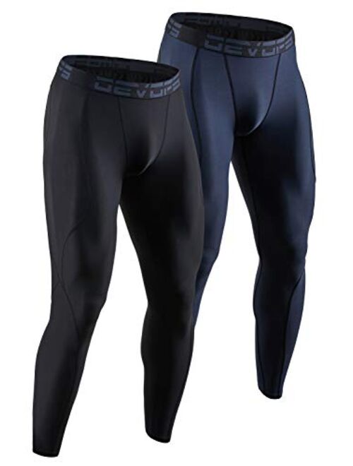 DEVOPS 2 or 3 Pack Men's Compression Pants Athletic Leggings with Pocket/Non-Pocket