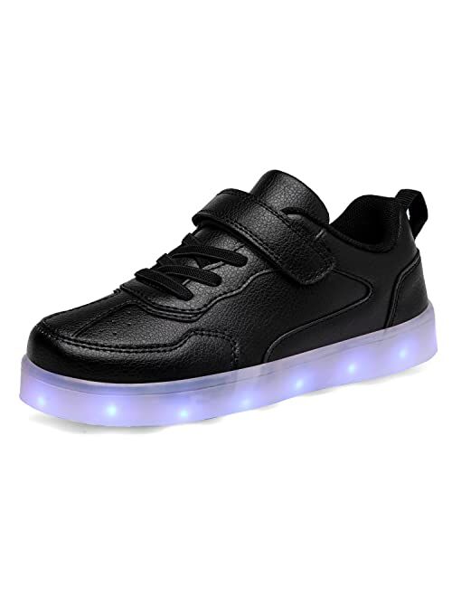 Voovix Kids LED Light Up Shoes Shiny Low-Top Sneakers for Boys and Girls Child Unisex