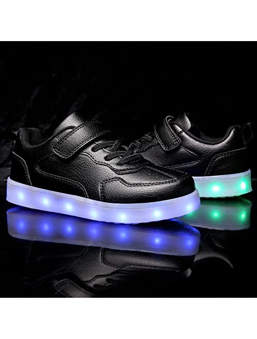 Voovix Kids LED Light Up Shoes Shiny Low-Top Sneakers for Boys and Girls Child Unisex