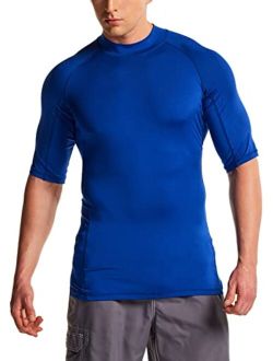 Men's UPF 50  Rash Guard, UV/SPF Short Sleeve Swim Shirt, Active Water Beach Surf Swimsuit Top