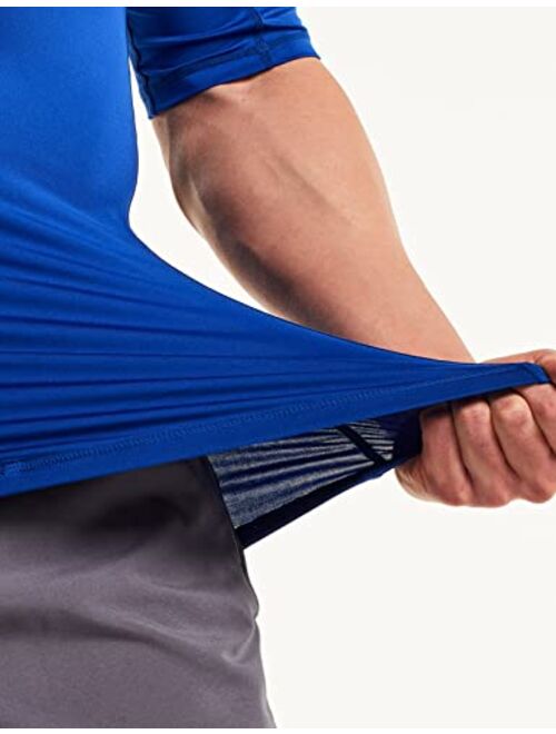 ATHLIO Men's UPF 50+ Rash Guard, UV/SPF Short Sleeve Swim Shirt, Active Water Beach Surf Swimsuit Top