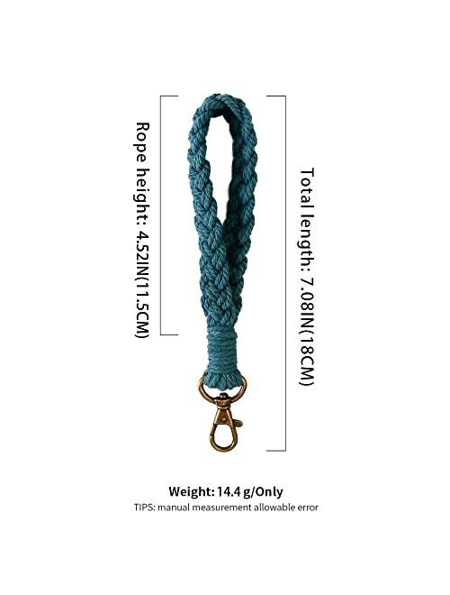 XGALBLA Soft Macrame Keychain Boho Handmade Wristlet Bracelet Keychain Country style Wrist Lanyard Handmade Holder for Women