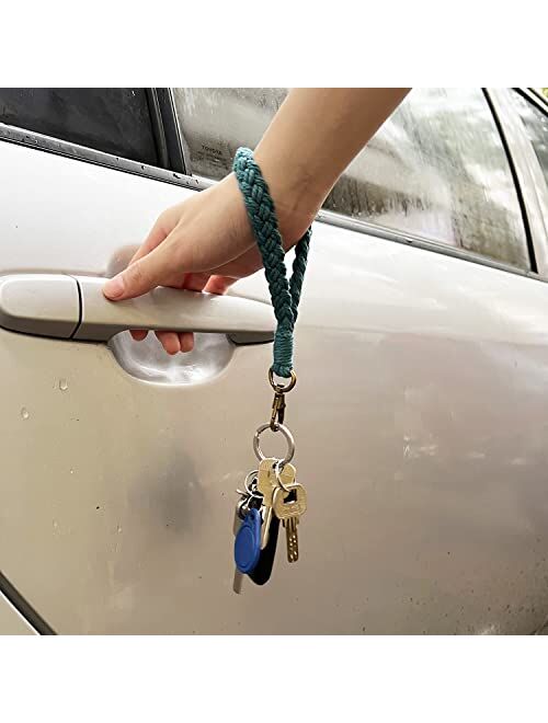 XGALBLA Soft Macrame Keychain Boho Handmade Wristlet Bracelet Keychain Country style Wrist Lanyard Handmade Holder for Women