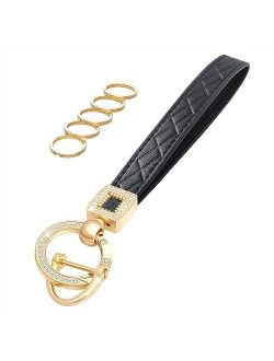 OHKYOOT Microfiber Leather Wristlet Keychain,Key Chain Holder Car Keys Keychain with 5 Key Ring and Anti-Lost D Ring
