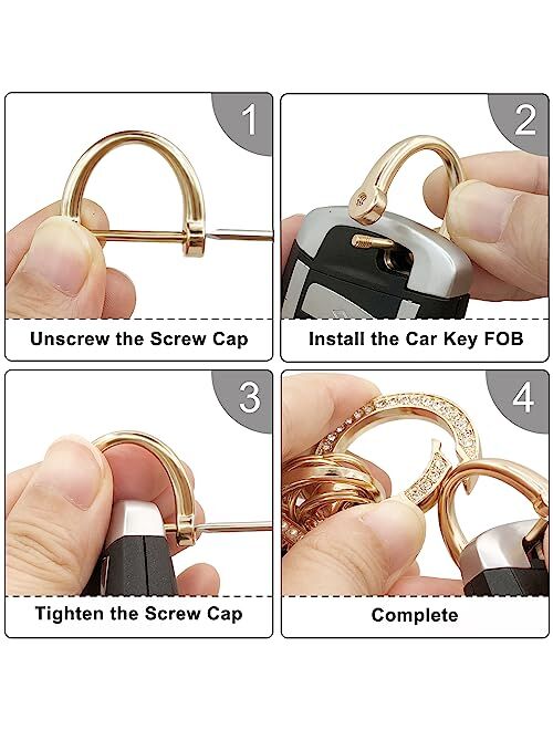 OHKYOOT Microfiber Leather Wristlet Keychain,Key Chain Holder Car Keys Keychain with 5 Key Ring and Anti-Lost D Ring