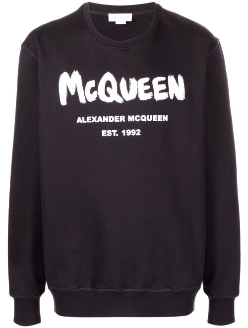 Alexander McQueen graffiti-print crew neck sweatshirt