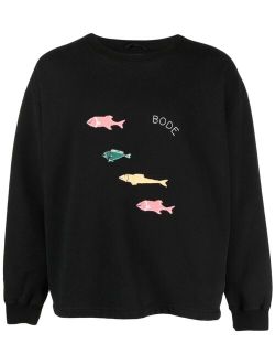 BODE fish-applique cotton sweatshirt