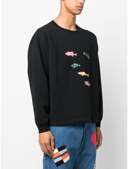 BODE fish-applique cotton sweatshirt