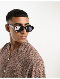 Selected Homme rectangle sunglasses in black
