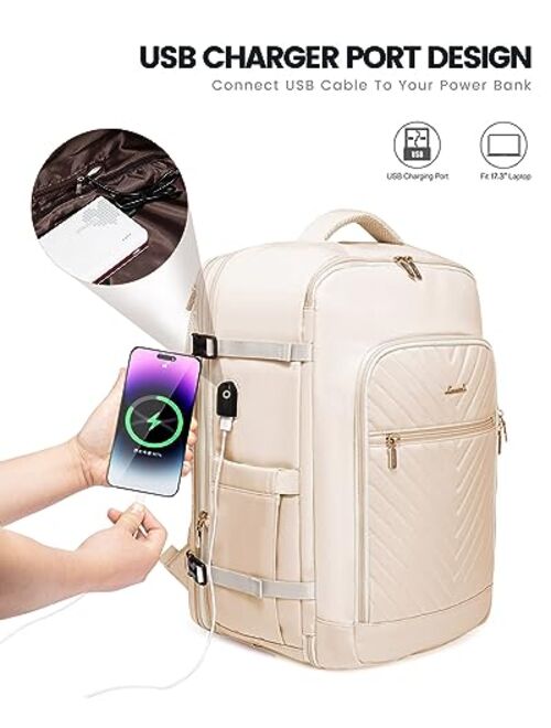 LOVEVOOK Travel Backpack,Carry On Backpack Flight Approved with Toiletry Bag,Expandable Large Laptop Backpack Women Waterproof Backpack Fit 17.3 Inch with USB Charging Po