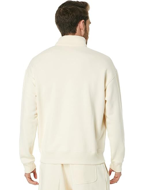 Lacoste Loose Fit High Neck 1/4 Zip Sweatshirt with Front Tennis Net Graphic