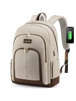 Laptop Backpack for Women,Travel Backpack 15.6 Inch Computer Back Pack with USB Charging Port for Work Business,Wine Red