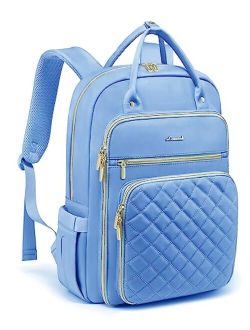 Laptop Backpack for Women, 15.6 Inch Computer Backpack for Teacher Nurse with Water Resistant, Lightweight Travel Work Backpack with USB Charging Port, Quilted C