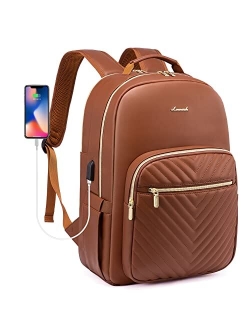 Laptop Backpack Purse for Women, Work Business Travel Computer Bags, College Nurse Backpack for Womens, Quilted Casual Daypack with USB Port, Fit 15.6 Inch Lapto