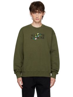 Maison Kitsune Green Flowers Sweatshirt