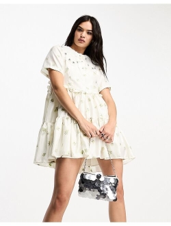 Dream Sister Jane embellished collar mini dress in ditsy floral