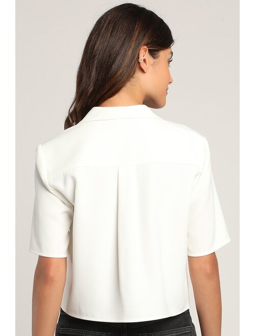 Lulus Verifiably Vogue Ivory Cropped Short Sleeve Blazer