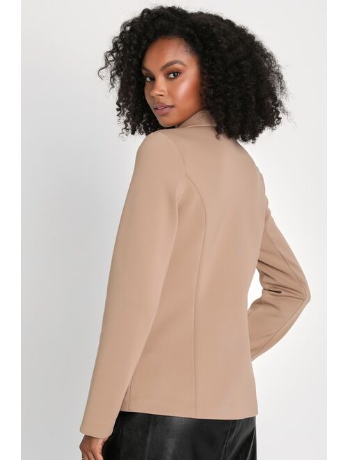 Lulus Executive Essence Taupe Scuba Knit Blazer