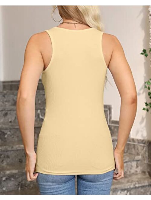 VICHYIE Tank Tops for Women Summer Sleeveless Shirts Ribbed Slim Fitted Tops