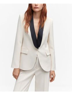 Women's Contrast Shawl Collar Structured Blazer