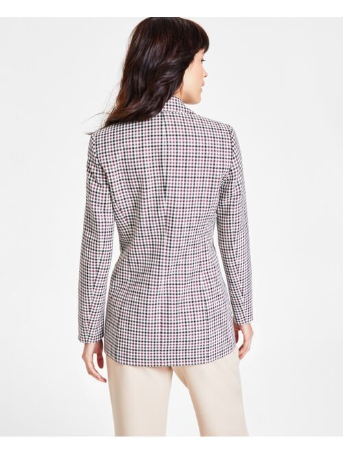 BAR III Women's Mini Check Open-Front Faux Double-Breasted Jacket, Created for Macy's